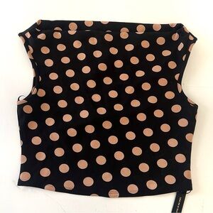 AFRM Eliza Black and Tan Polka Dot Tank Top M NWT